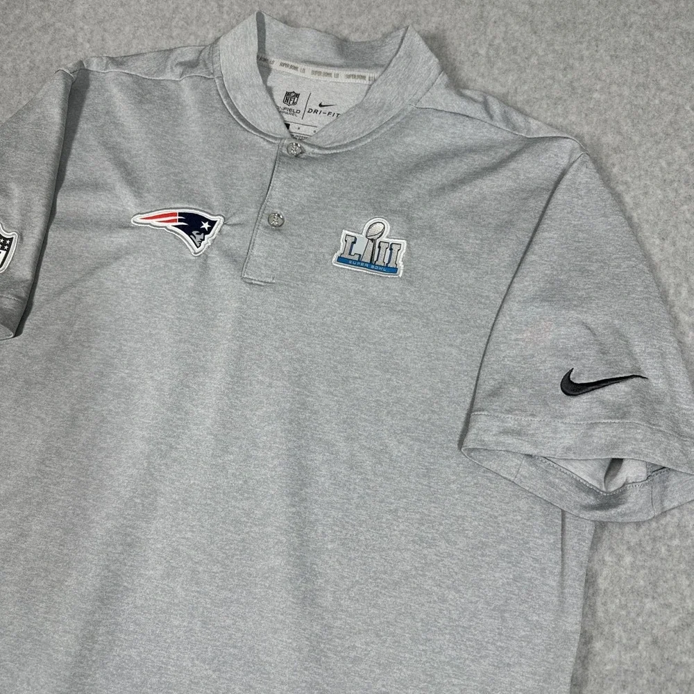 Nike NFL On Field Apparel Men's Super Bowl 52 Patriots‎ Henly Size Large Gray
